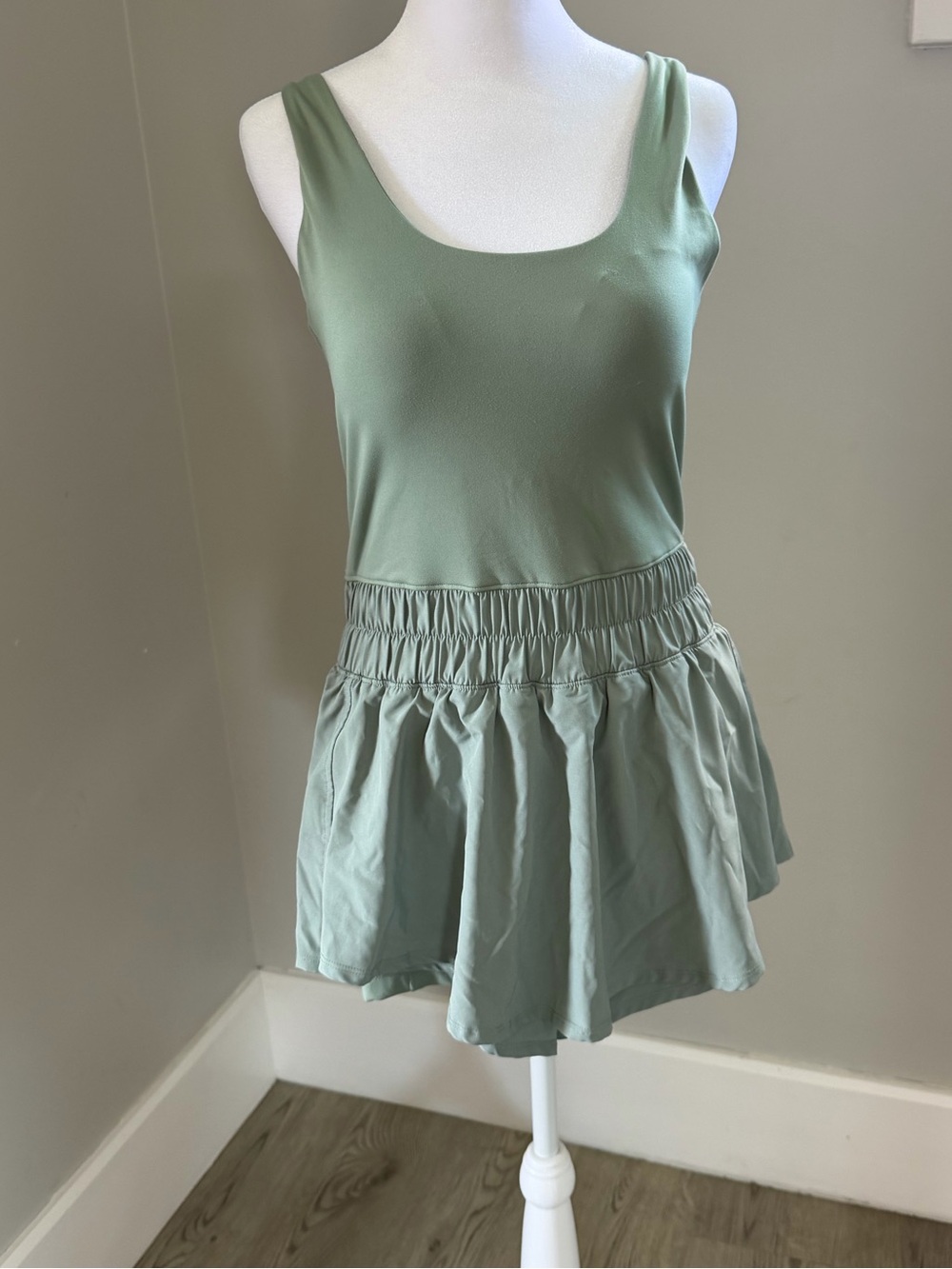Sage Green Scoop Neck Active Romper